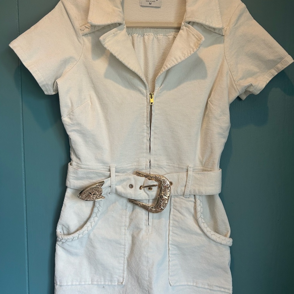 Show Me Your MuMu Cream Zip-Front Mini Dress with Belt - Picture 4 of 10